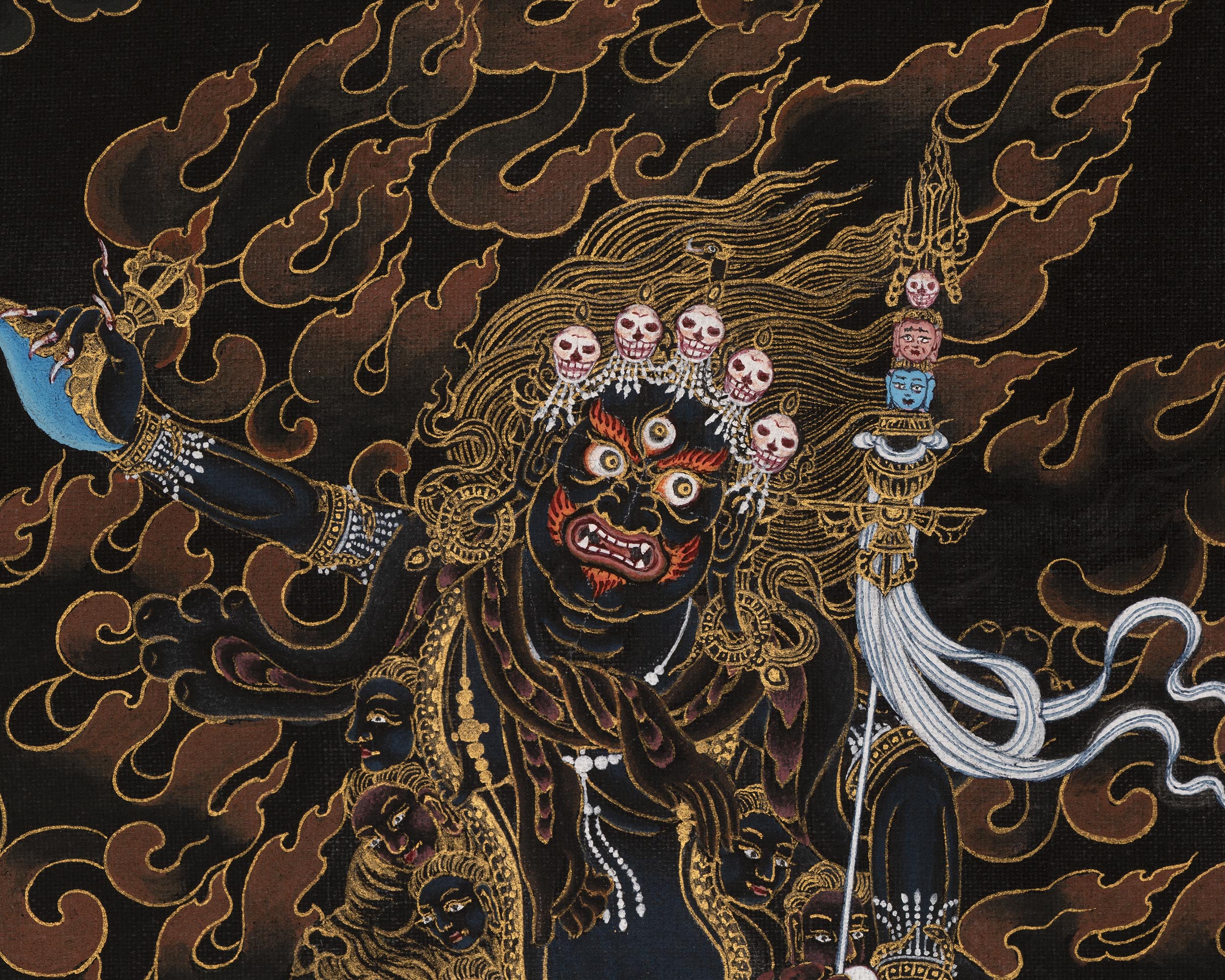 Troma Nagmo Thangka | Dakini In Black And Gold | Includes Brocade