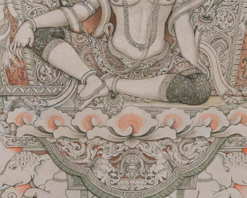 High-Quality Giclee Print Of Indra Deity | The Ruler Of Trayastriṃsa Heaven, Buddhist Cosmology