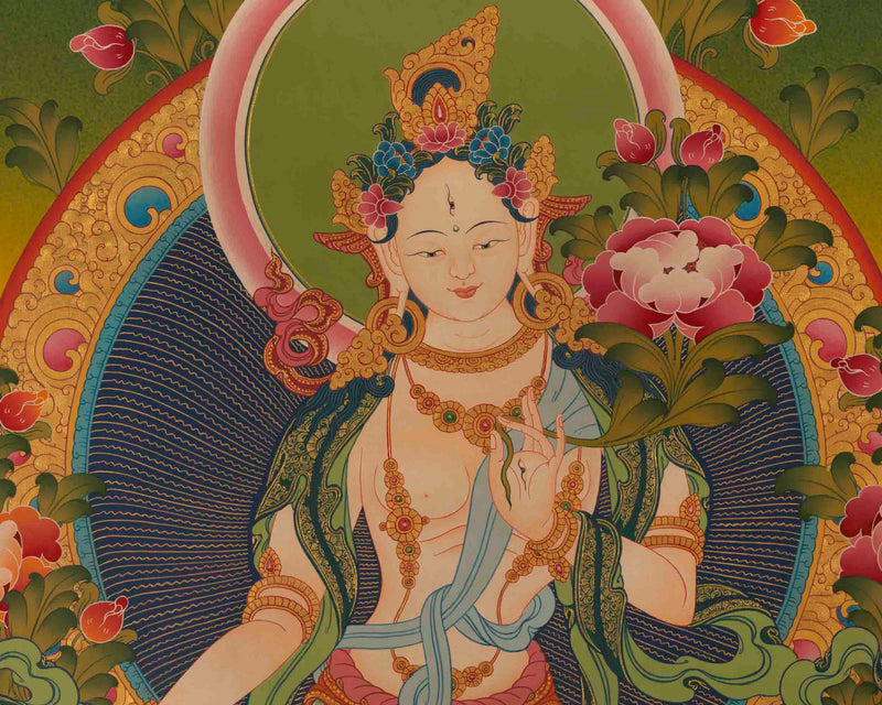 White Tara Thangka | Religious Buddhist Paintinig | Wall Decors