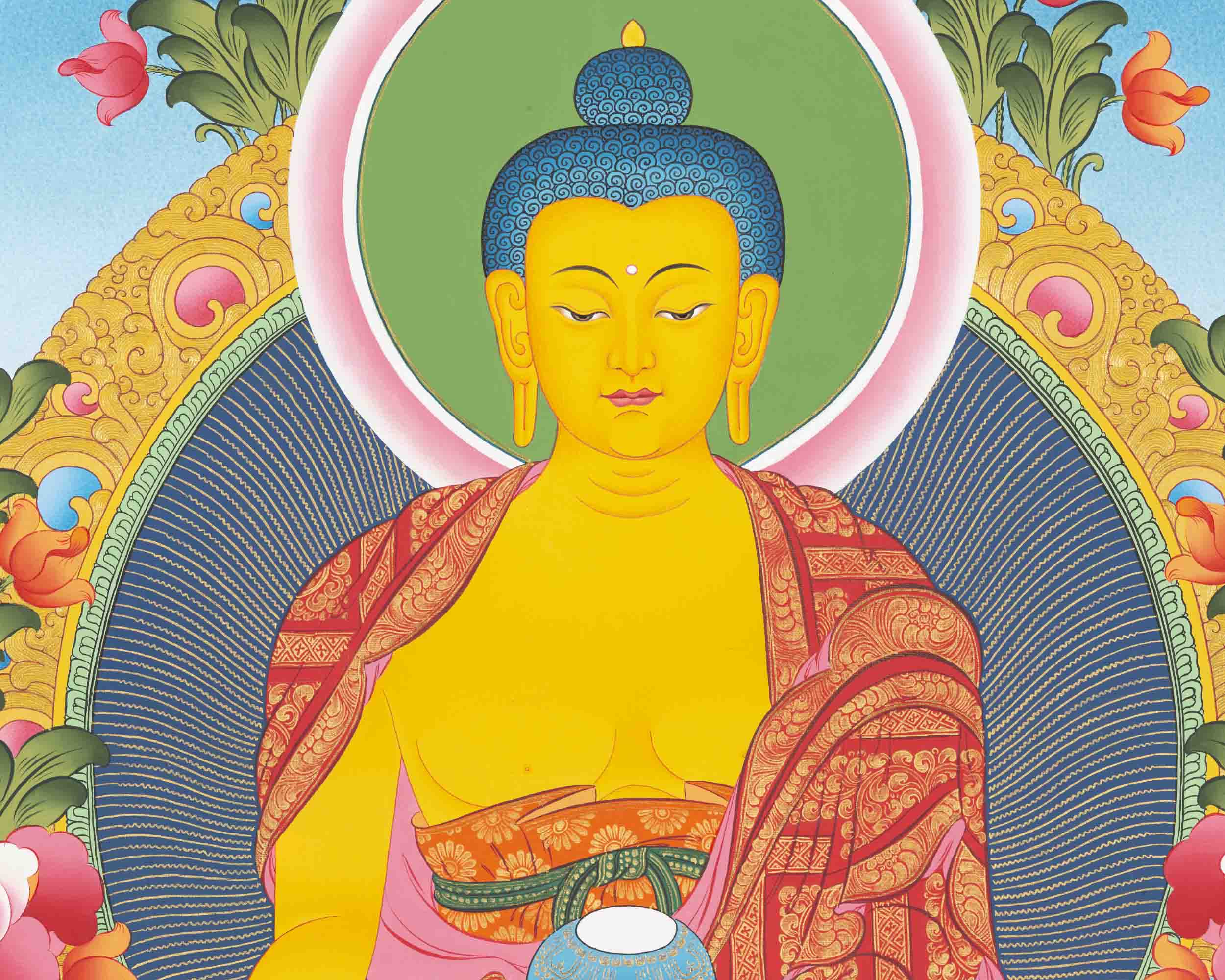 Shakyamuni Buddha Thangka | Religious Buddhist Paint | Wall Decors