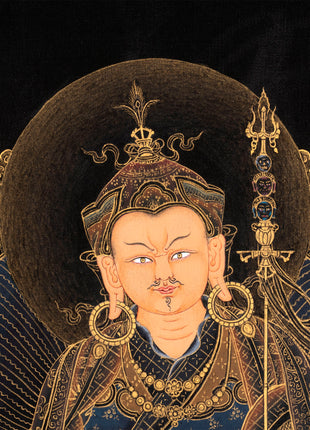 Guru Rinpoche in Pure 24K gold Thangka, Nakthang Style Tibetan Painting