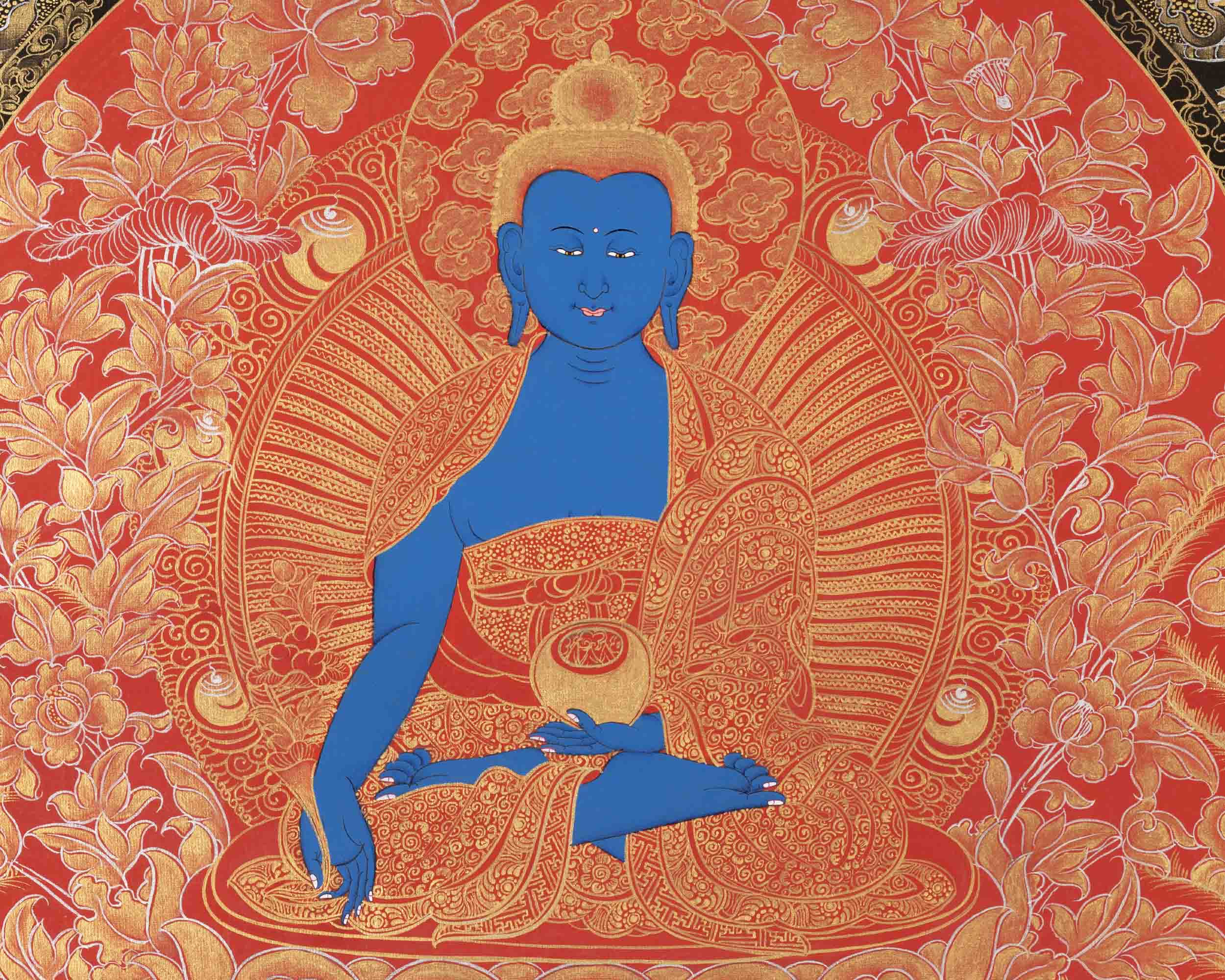 Medicine Buddha Thangka | Traditional Tibetan Painting | Wall Decors