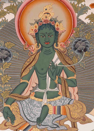 Green Tara Painting | Healing Female Deity | Traditional Tibetan Thangka