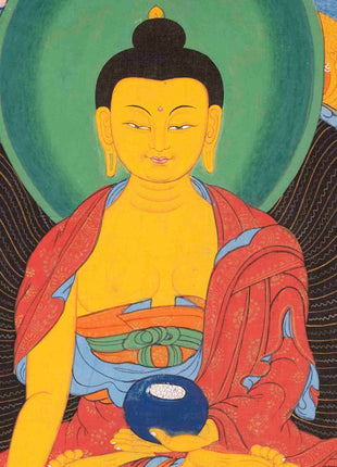 Vintage Shakyamuni Buddha | Traditional Buddhist Thangka | Wall Decors