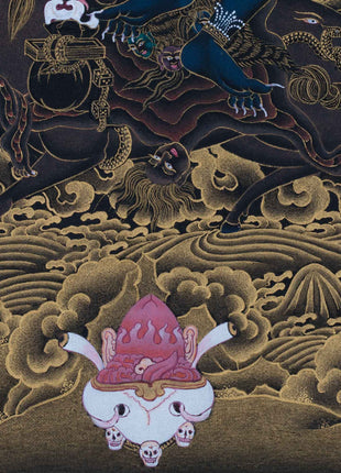 Traditional Art Of Buddhist Dakini Palden Lhamo Empowerment | Tibetan Glorious Goddess Mahakali Thangka