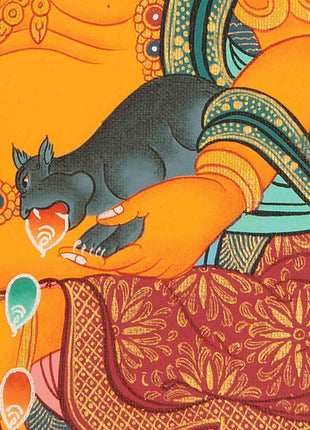 Handpainted Dzambala Kubera | Religious Thangka Art | Wall Decors