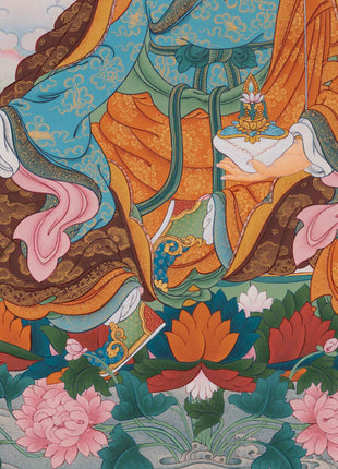 Traditional Tibetan Thangka For Padmasambhava Mantra Practice | Lotus Born Guru Rinpoche Art