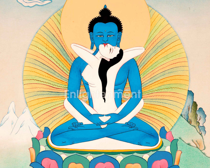 Samantabhadra -Consort Samantabhadri Thangka Art | Traditional Himalayan Tibetan Art