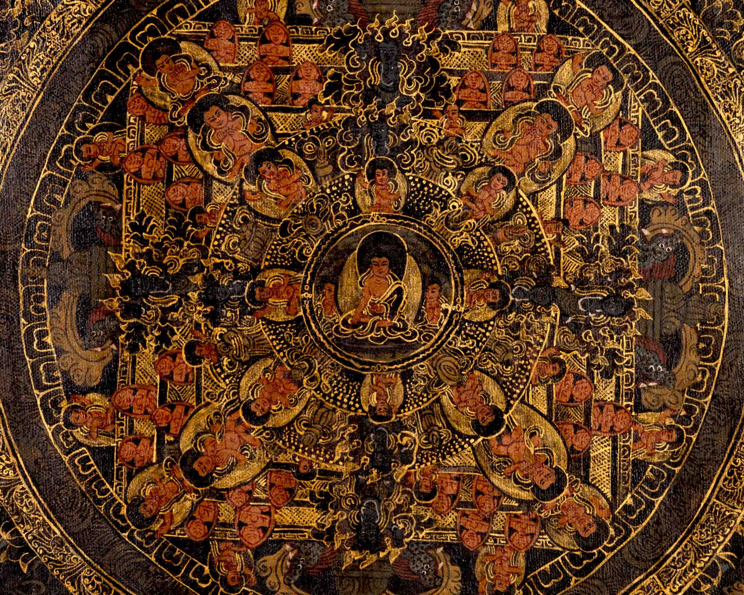 Shakyamuni Buddha Mandala | Traditional Tibetan Thangka | Wall Decors