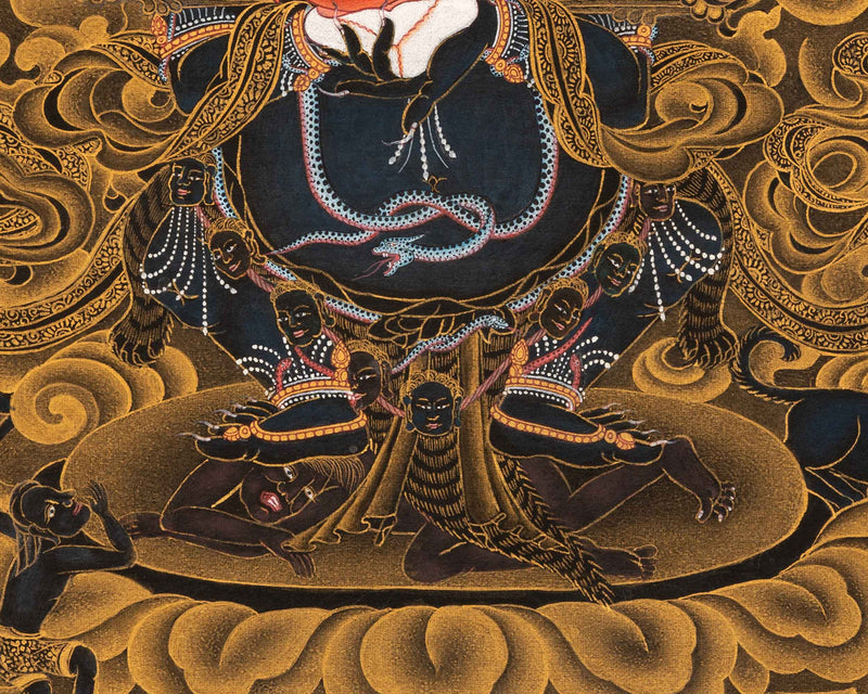 Hand-Painted Himalayan Thangka Of Sakya Mahakala | The Protector Of the Dharma