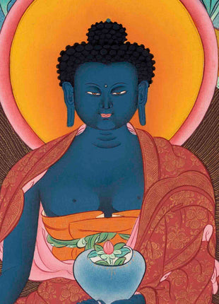 Medicine Buddha Thangka | Handpainted Buddhist Art | Wall Decors