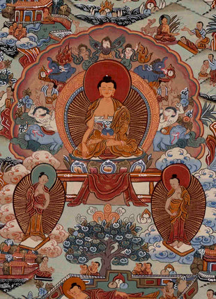 Buddha Life Story | Handpainted Tibetan Thangka | Wall Decors