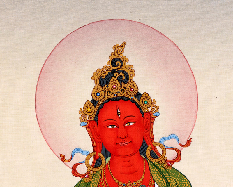 Red Tara Thangka | Tibetan Bodhisattva painting