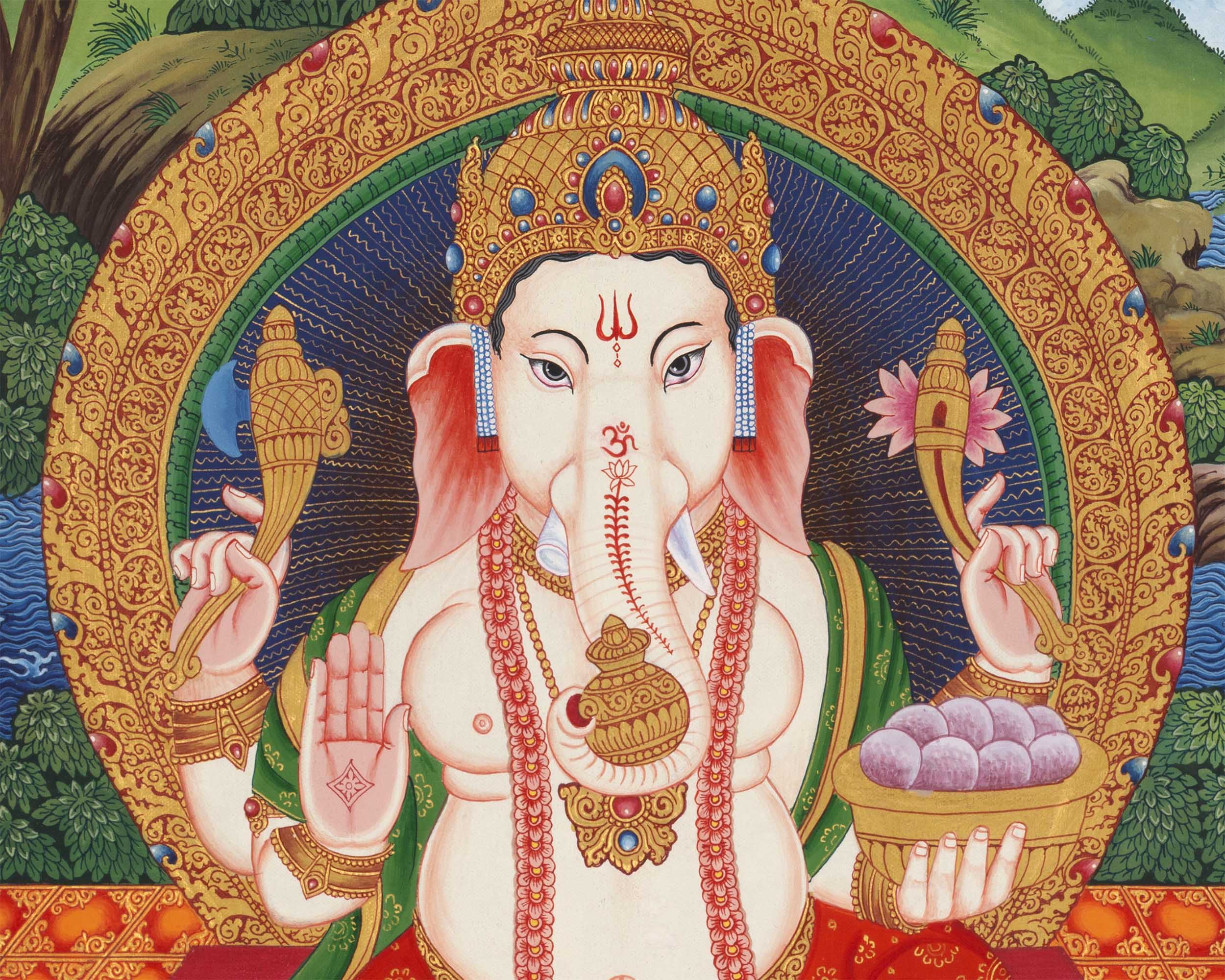Ganesha Thangka Prints | Digital Printing | Religious Wall Decor
