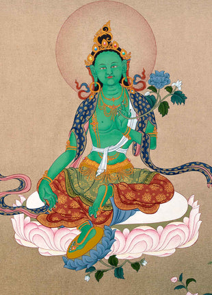 Green Tara Thangka Painting | Traditional Tibetan Art