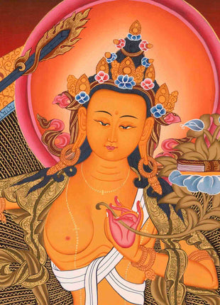 Wisdom Bodhisattva Manjushri | Religious Buddhist Thangka | Wall Decors