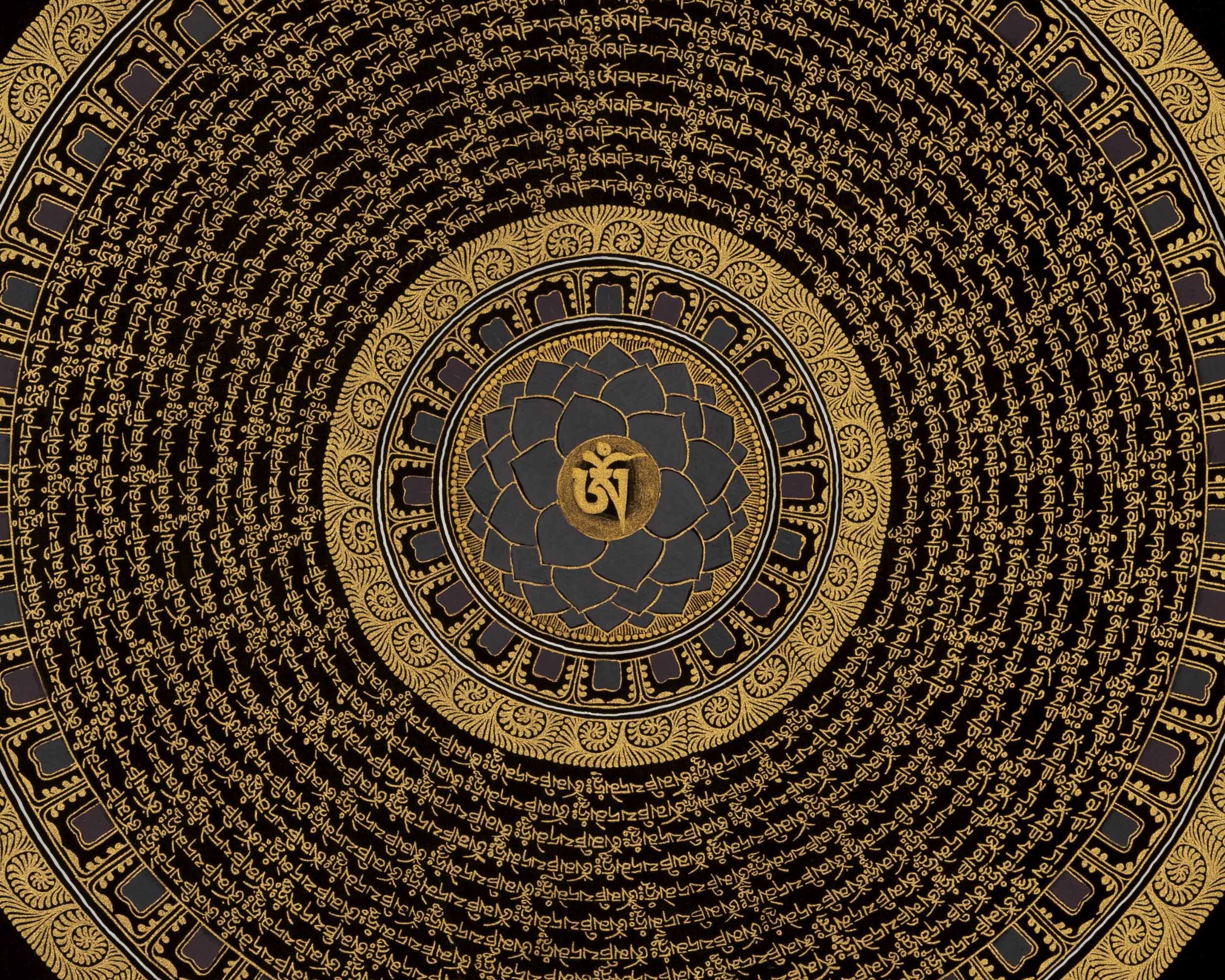 Buddhist Mantra Mandala | Religious Thangka Painting | Wall Decoration