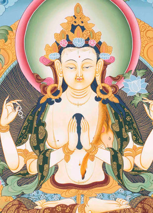 Avalokitesvara Chenresig Thangka | Religious Buddhist Art | Buddhist Gifts