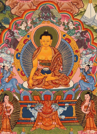 Shakyamuni Buddha Life Story | Tibetan Thangka | Wall Decor