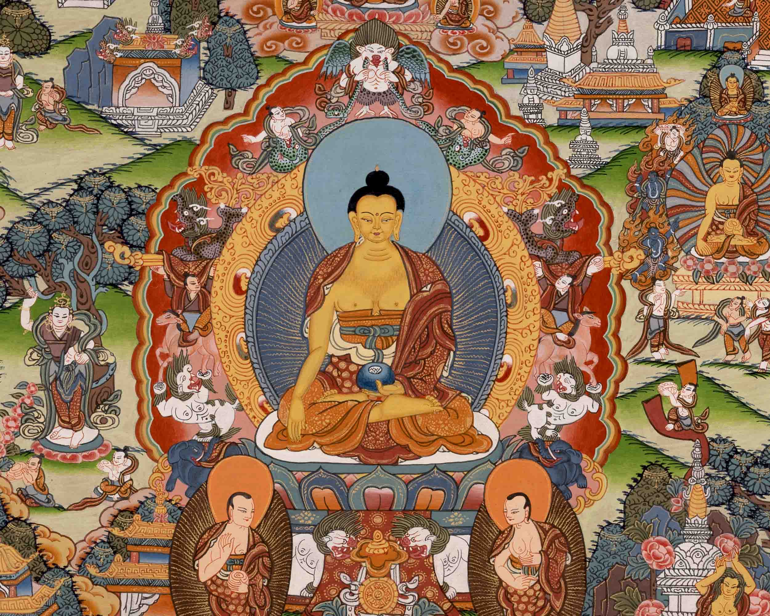 Life Story Of Gautam Buddha | Traditional Thangka Art | Wall Decors
