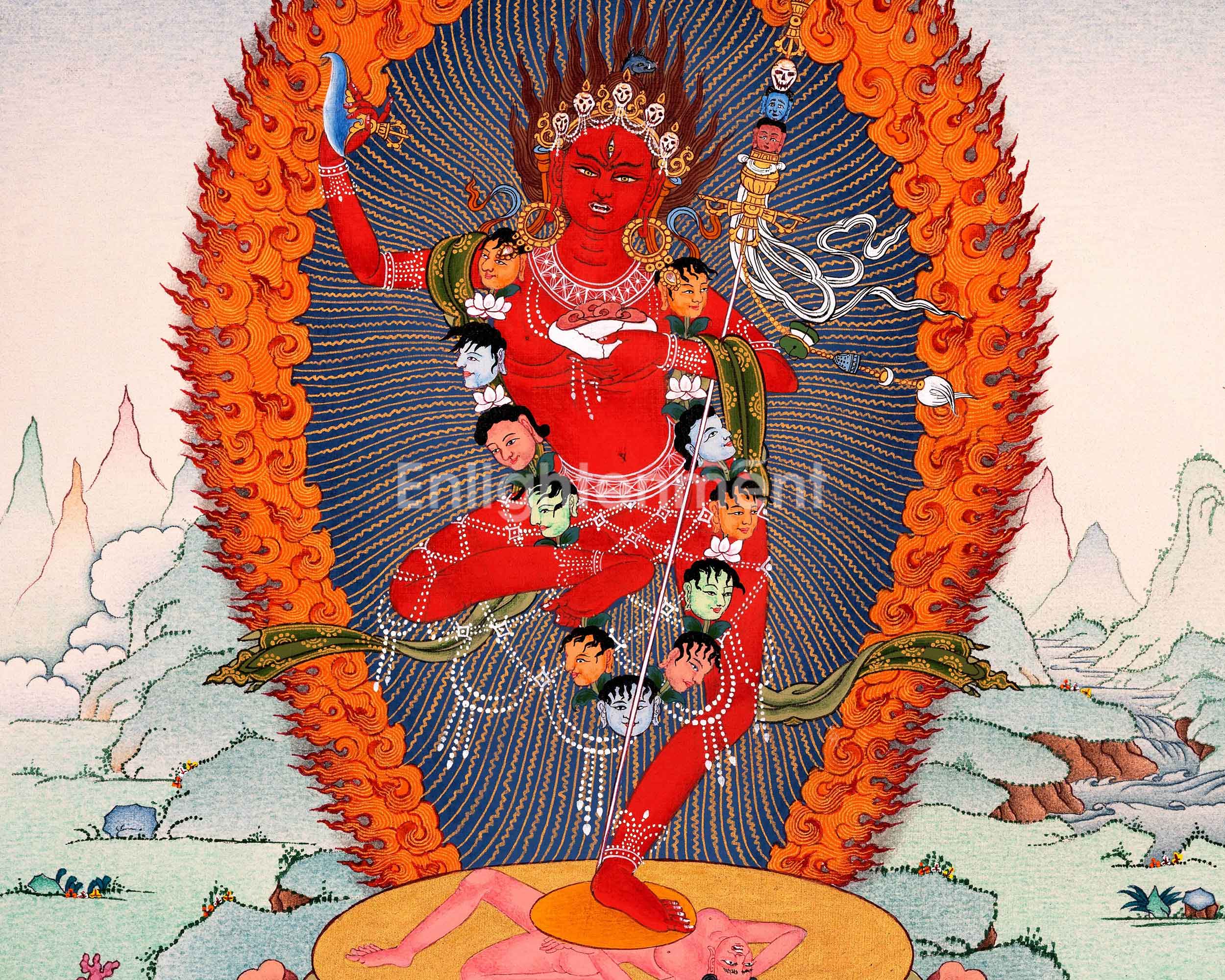 Vajravarahi Mantra Practice Thangka On Cotton Canvas | Traditional Himalayan Dakini Art