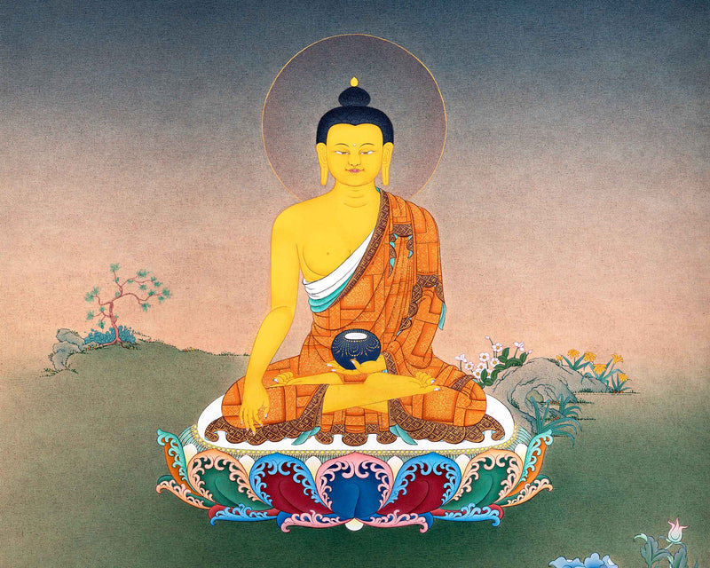 Shakyamuni Buddha  Traditional Thangka | Tibetan Buddhist Art