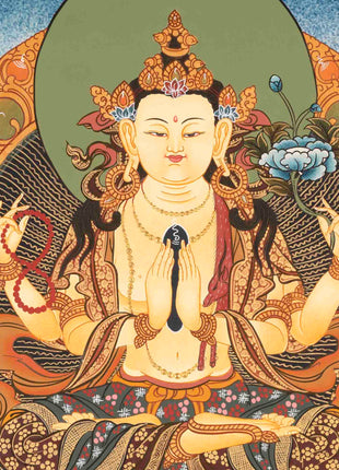 Avalokitesvara Chenresig Thangka | Bodhisattva Of Compassion | Wall Decors