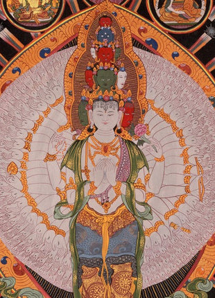 Vintage 1000Armed Avalokiteshvara Thangka | Wall Decor Painting
