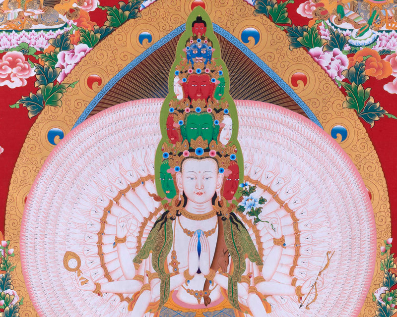 Avalokiteshvara Chenrezig Thangka | Traditional Buddhist Painting