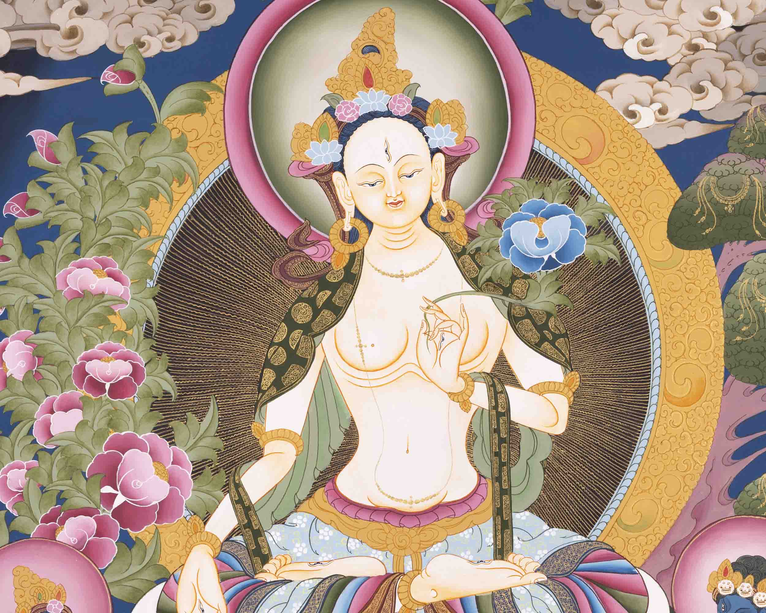 White Tara Thangka | Female Bodhisattva | Wall Hanging Decors