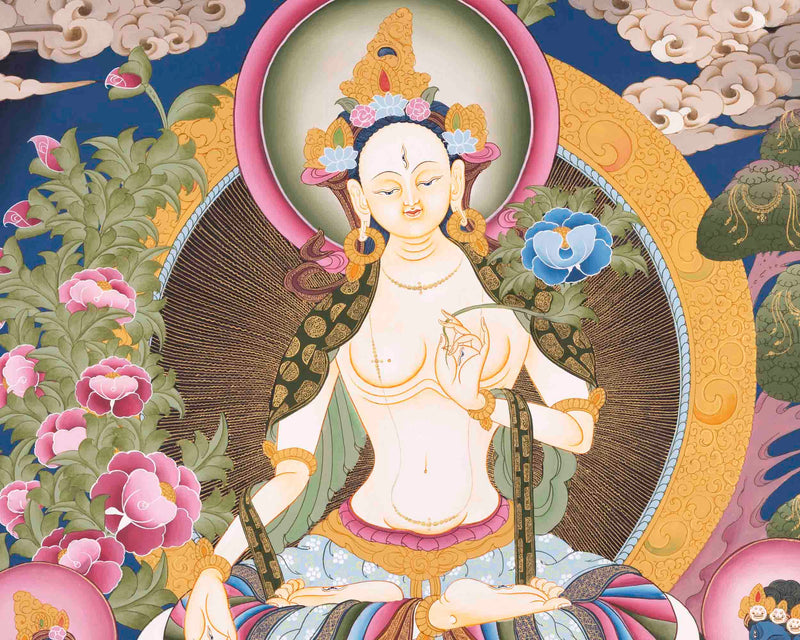 White Tara Thangka | Female Bodhisattva | Wall Hanging Decors