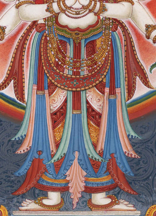 Lord Of All Realms Lokeshwor Thangka Print | Tibetan Print Of Lokesvara For Spiritual Room Decoration