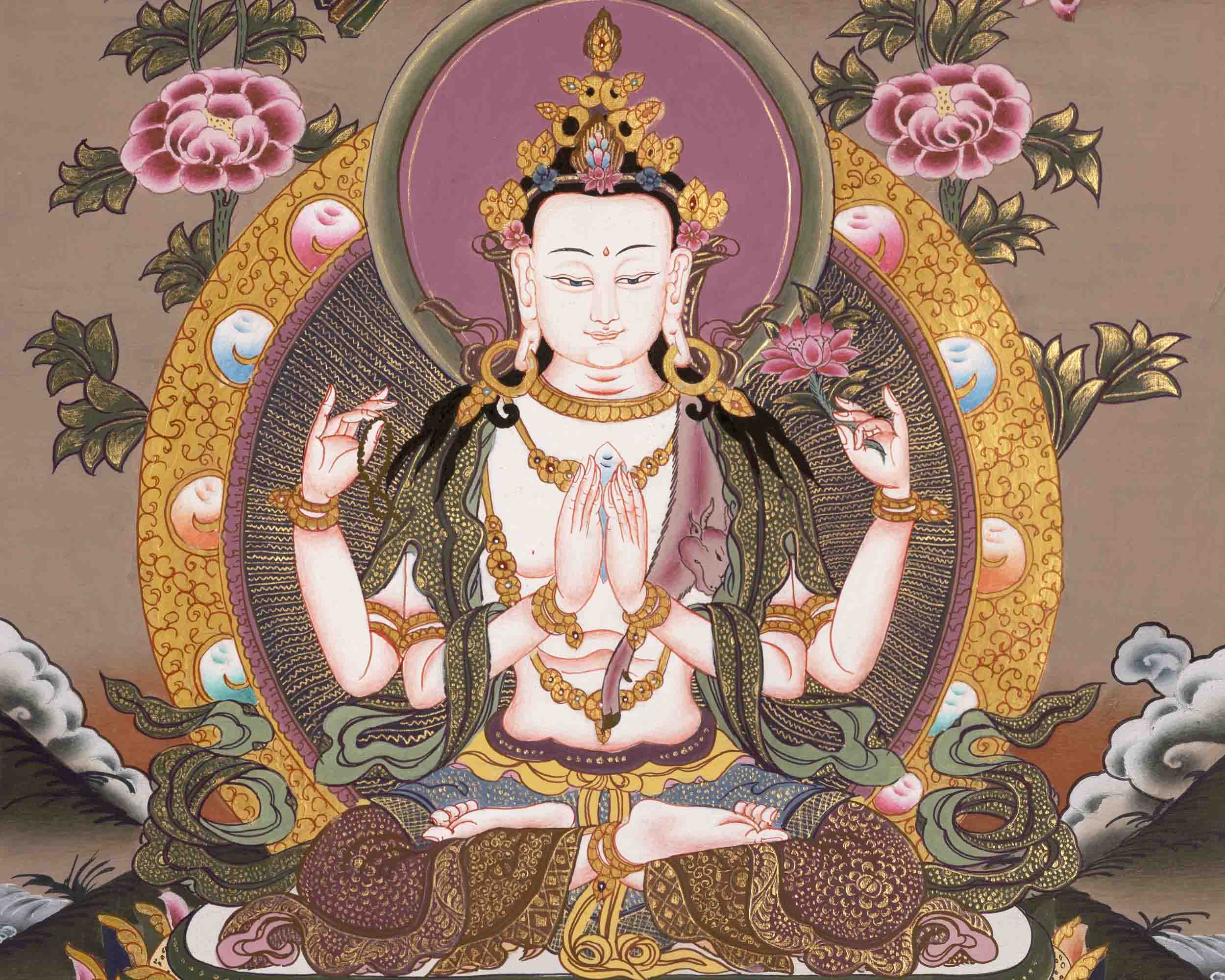 Avalokitesvara Chenrrsig Thangka | Bodhisattva Of Compassion | Wall Decors