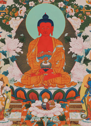 Amitabha Buddha Thangka Singham | Karma Gadri Style Thangka