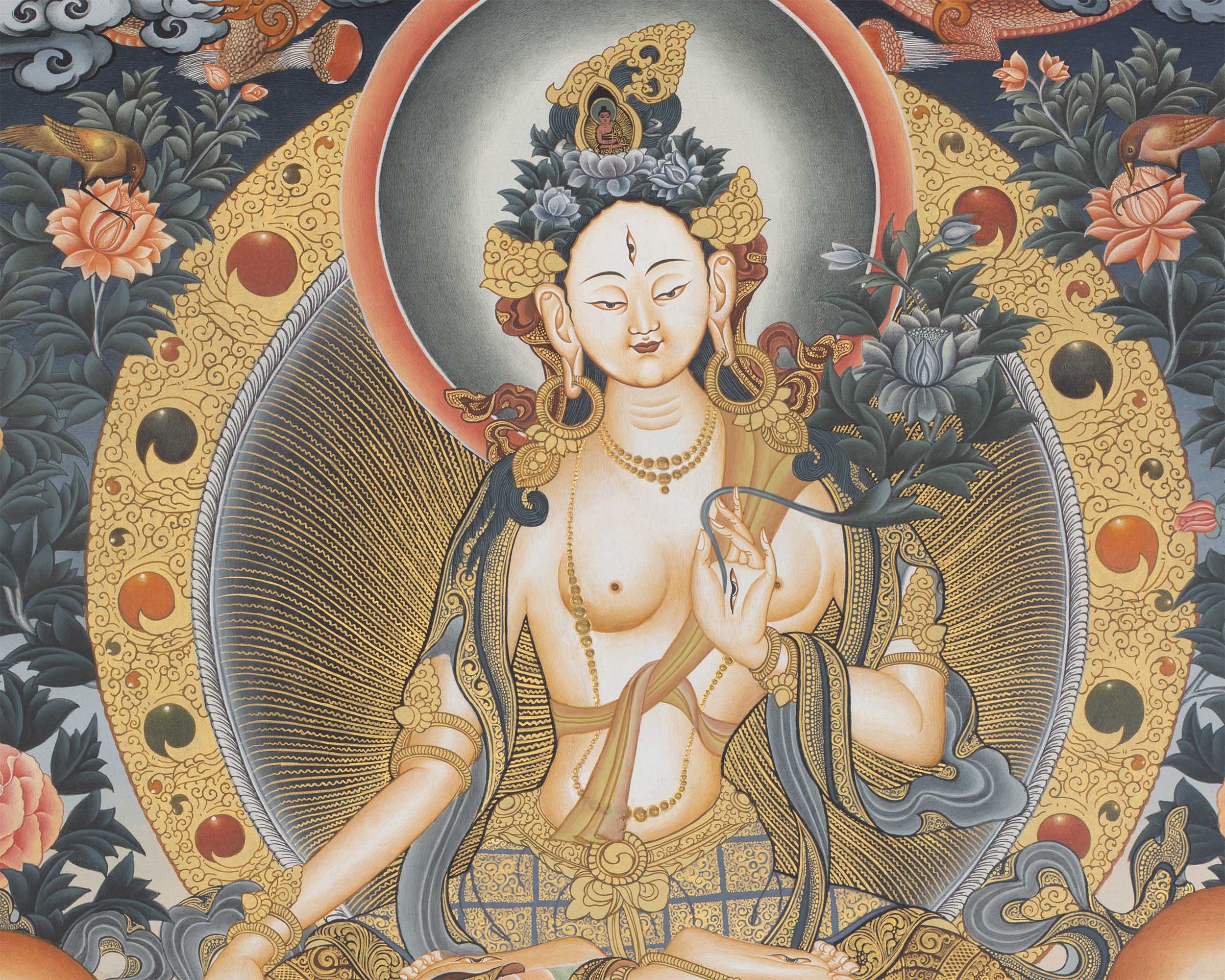 White Tara Thanka | Female Bodhisattva Thangka