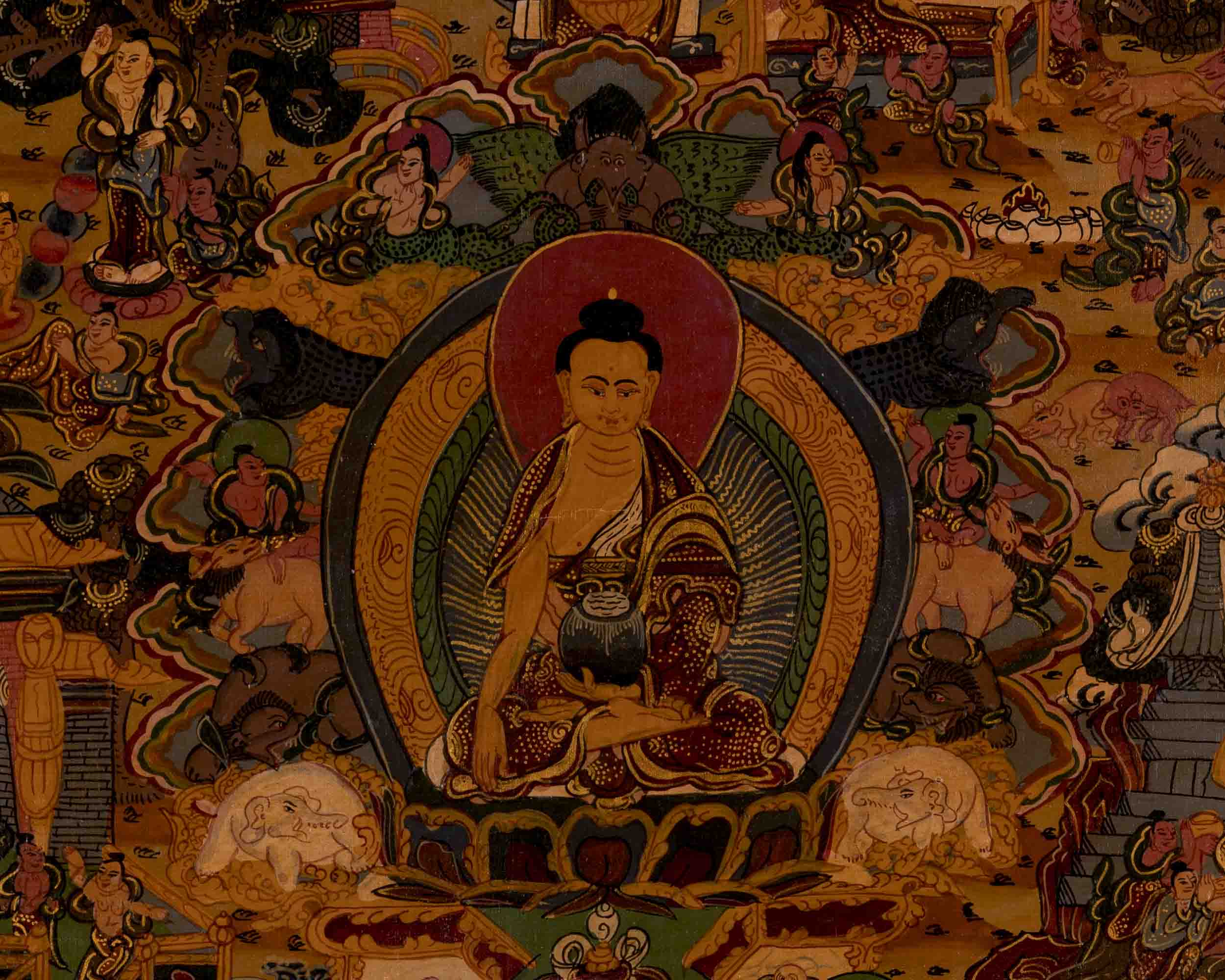 Oil Varnished Buddha life Story | Wall Decoration Painting