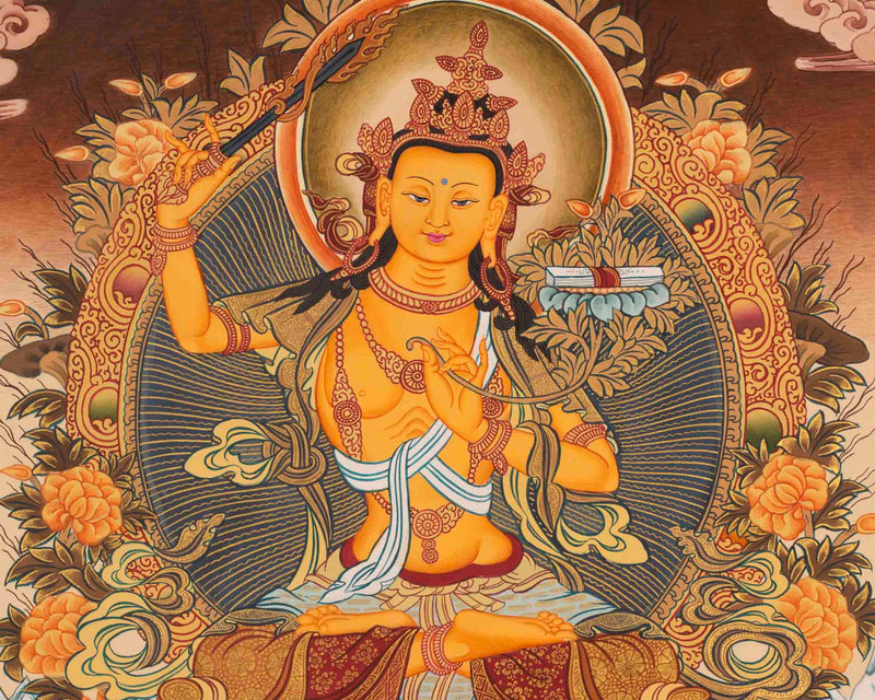 Manjushree Thangka | Bodhisattva Of Wisdom | Wall Decorative Art