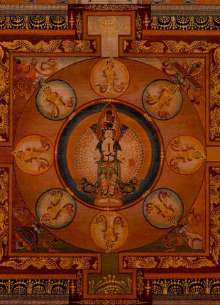 Vinatge Lokeshvara Chenresig Thangka | Traditional Artwork | Wall Decors