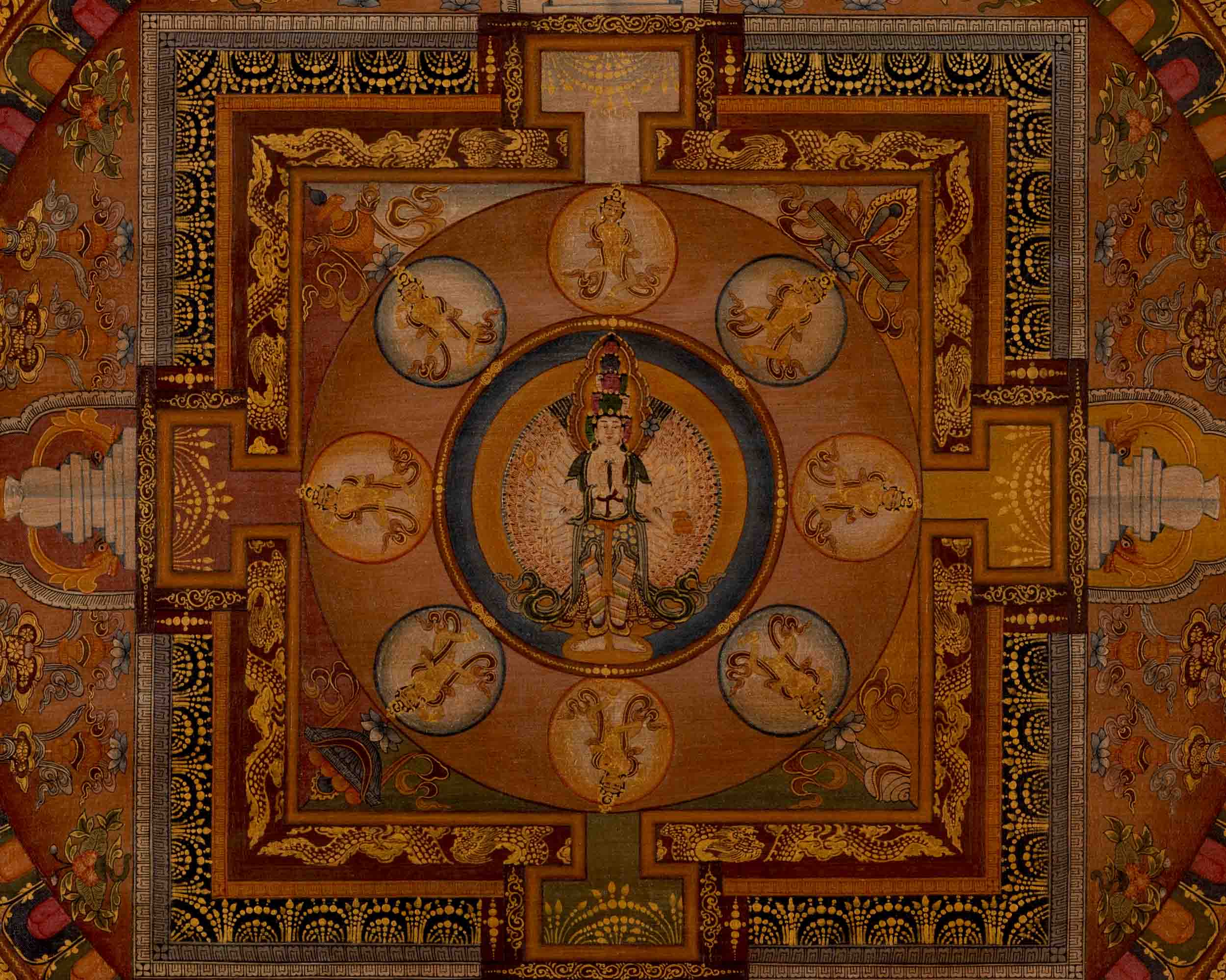 Vinatge Lokeshvara Chenresig Thangka | Traditional Artwork | Wall Decors