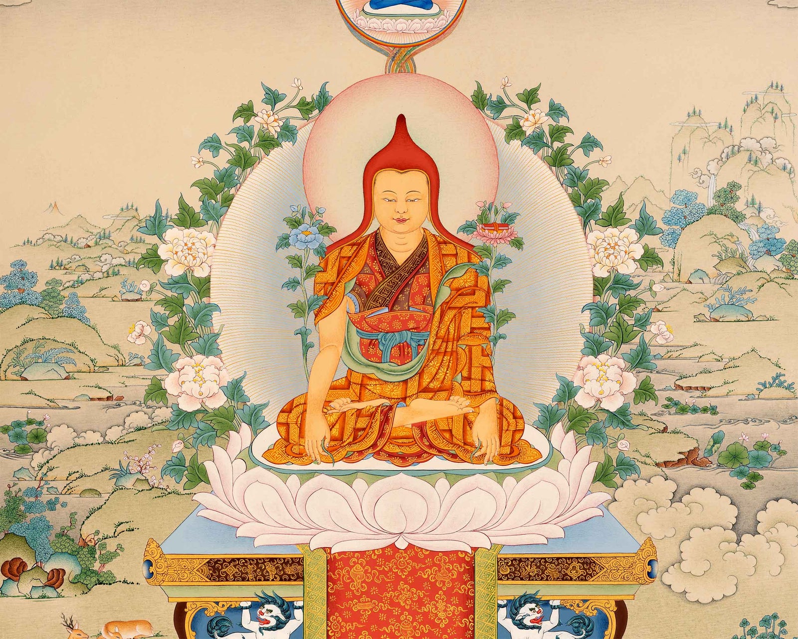 Guru Longchenpa Mantra Thangka With Jigme Lingpa And Vimalamitra