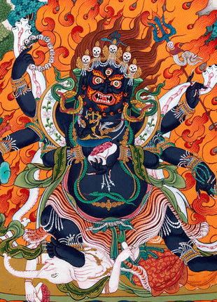 Six Armed Mahakala of Gelug Tradition | Tibetan Mahakala Thangka