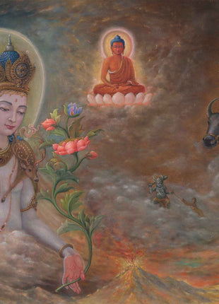 Avalokiteshvara Thangka Print | Yamadanda Lokeshvara | Wall Hanging | Large Art Canvas