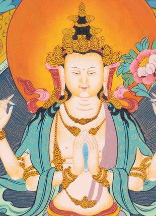 Avalokiteshvara Chengrezig Thangka |  Buddhist Gift Ideas