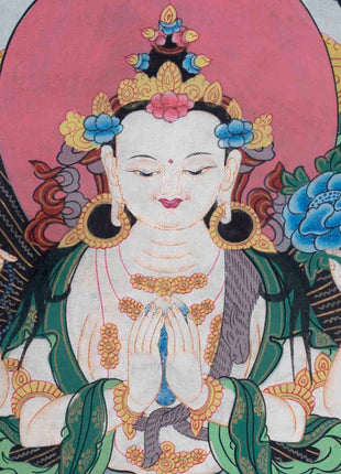 Avalokitesvara Chenresig Thangka | Oil Varnished Painting | Wall Decors