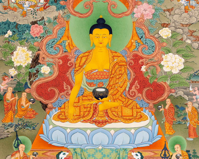 Tibetan Shakyamuni Buddha Thangka | Hand Painted Art for Meditation