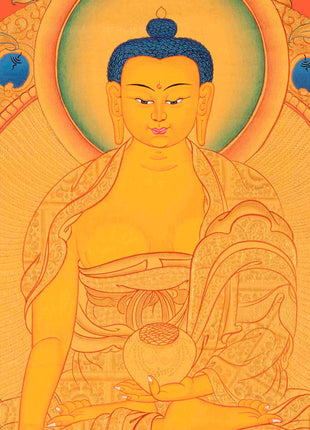 Buddhist Shakyamuni Buddha Thangka | Original Hand Painted 24k Gold Thangka