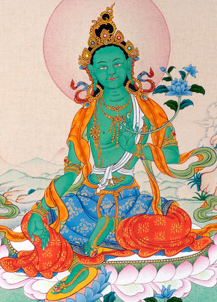 Green Tara | Female Buddha | Tibetan Buddhist Thangka