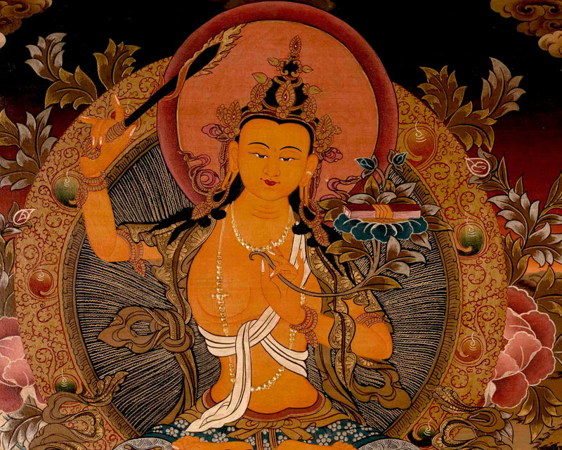 Manjushree Bodhisattva Thangka | Religious Buddhist Art | Wall Decors