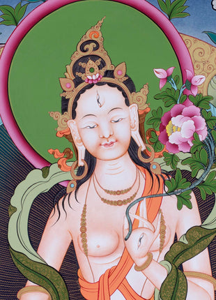 Tibetan White Tara | Hainpainted Tara Thangka