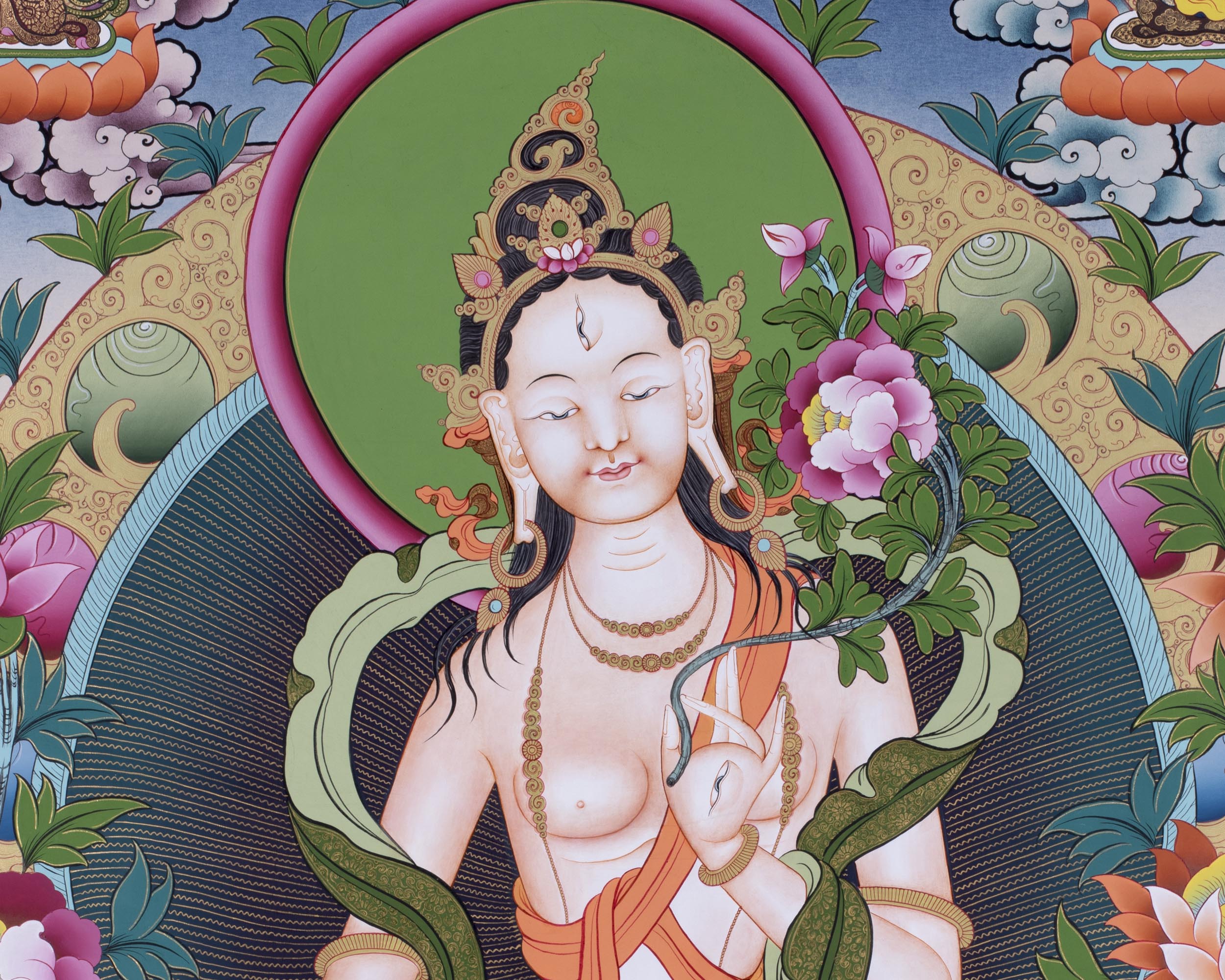 Tibetan White Tara | Hainpainted Tara Thangka